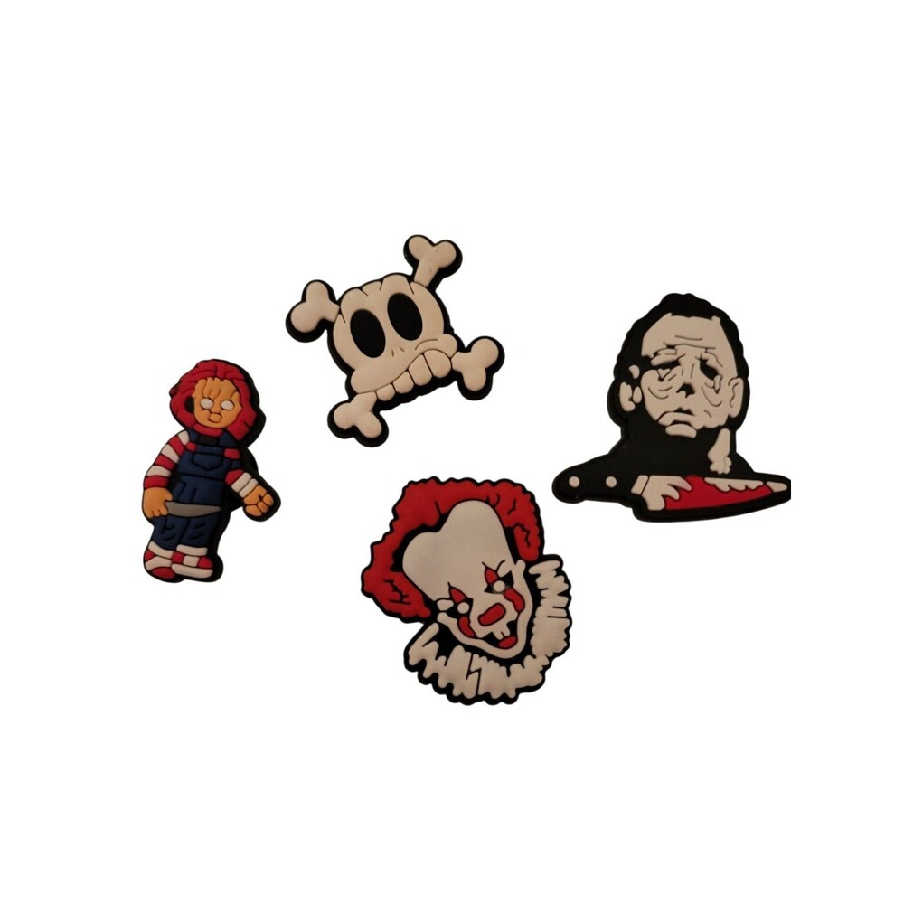 Lot Of 4 Halloween Chucky Scary Shoe Charms Mike Myers Clown